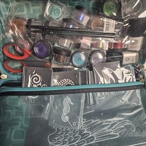 Elegant Teal Makeup Organizer with Clear Compartments